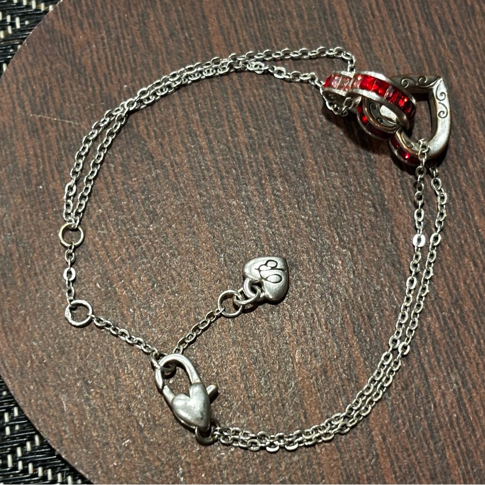 FINAL PRICE🔥Brighton Silver red Heart double Bracelet
